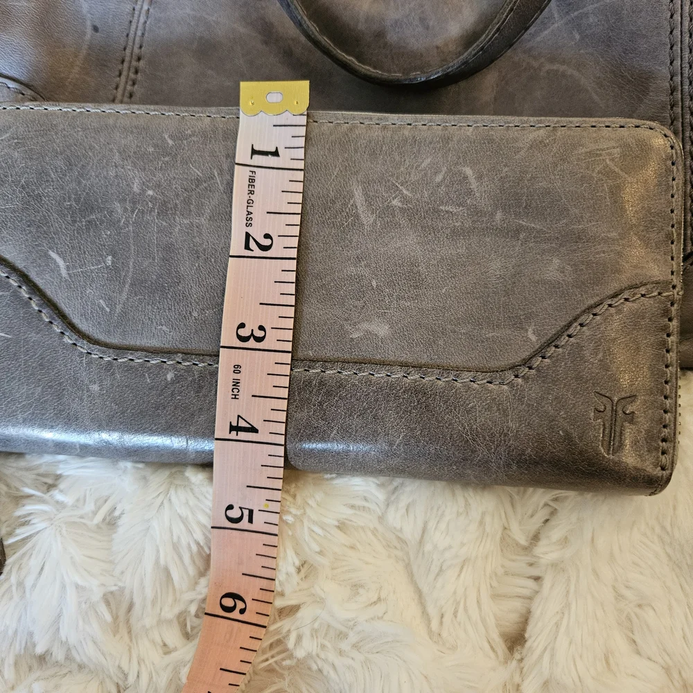 Frye Leather Zip Wallet in Distressed Gray - Picture 6 of 6